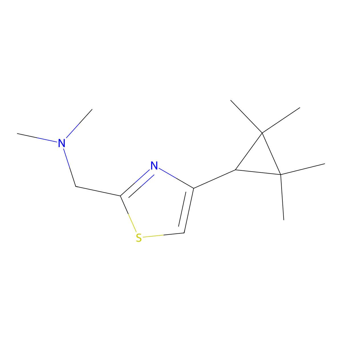 Dimethyl({[4-(2,2,3,3-tetramethylcyclopropyl)-1,3-thiazol-2-yl]methyl})amine molecular structure, CAS 2060007-88-5
