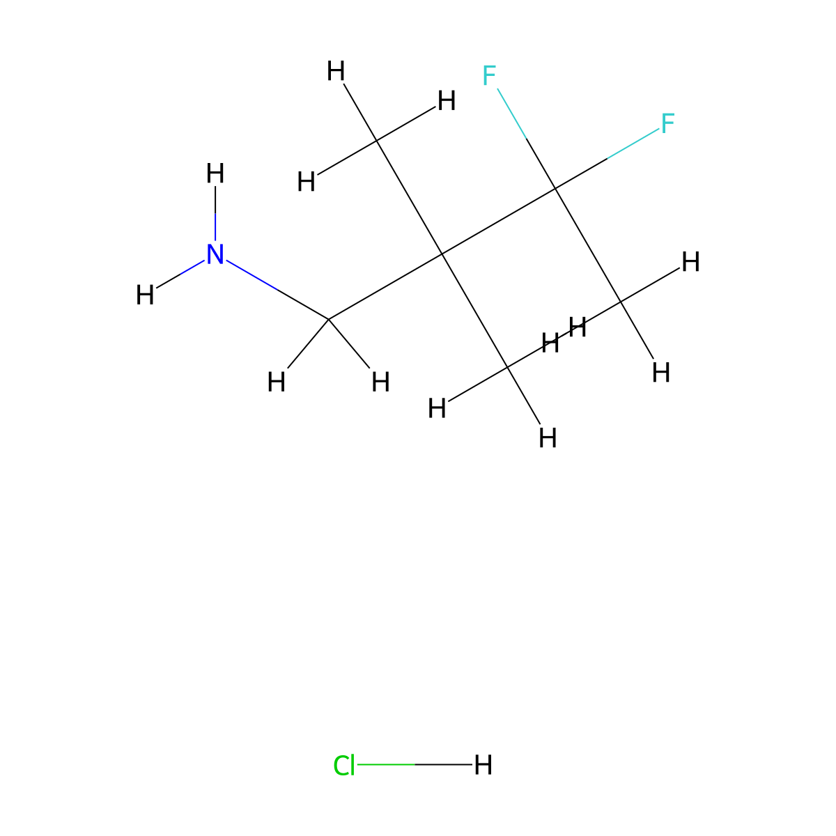 3,3-Difluoro-2,2-dimethylbutan-1-amine hydrochloride molecular structure, CAS 2060007-94-3