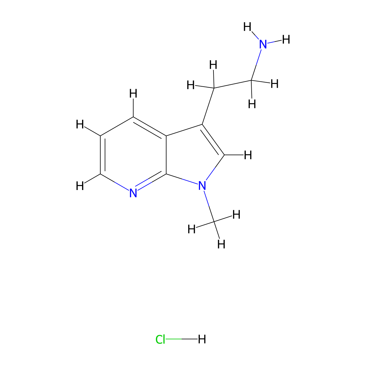 2-(1-methyl-1H-pyrrolo(2,3-b)pyridin-3-yl)ethan-1-amine hydrochloride molecular structure, CAS 2060008-06-0