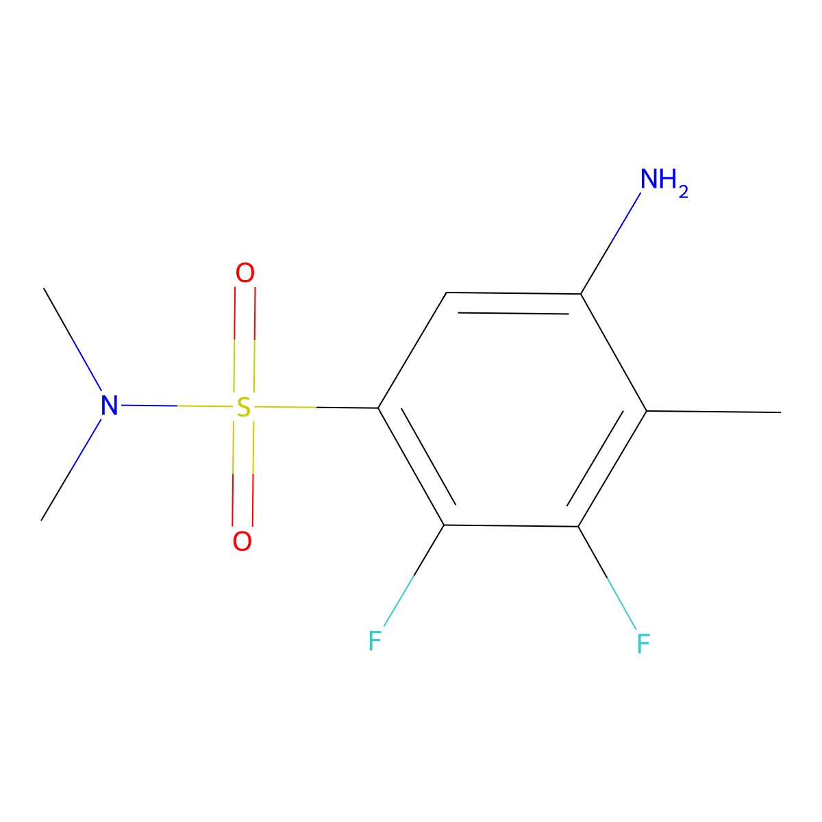 5-Amino-2,3-difluoro-N,N,4-trimethylbenzene-1-sulfonamide molecular structure, CAS 2060008-11-7