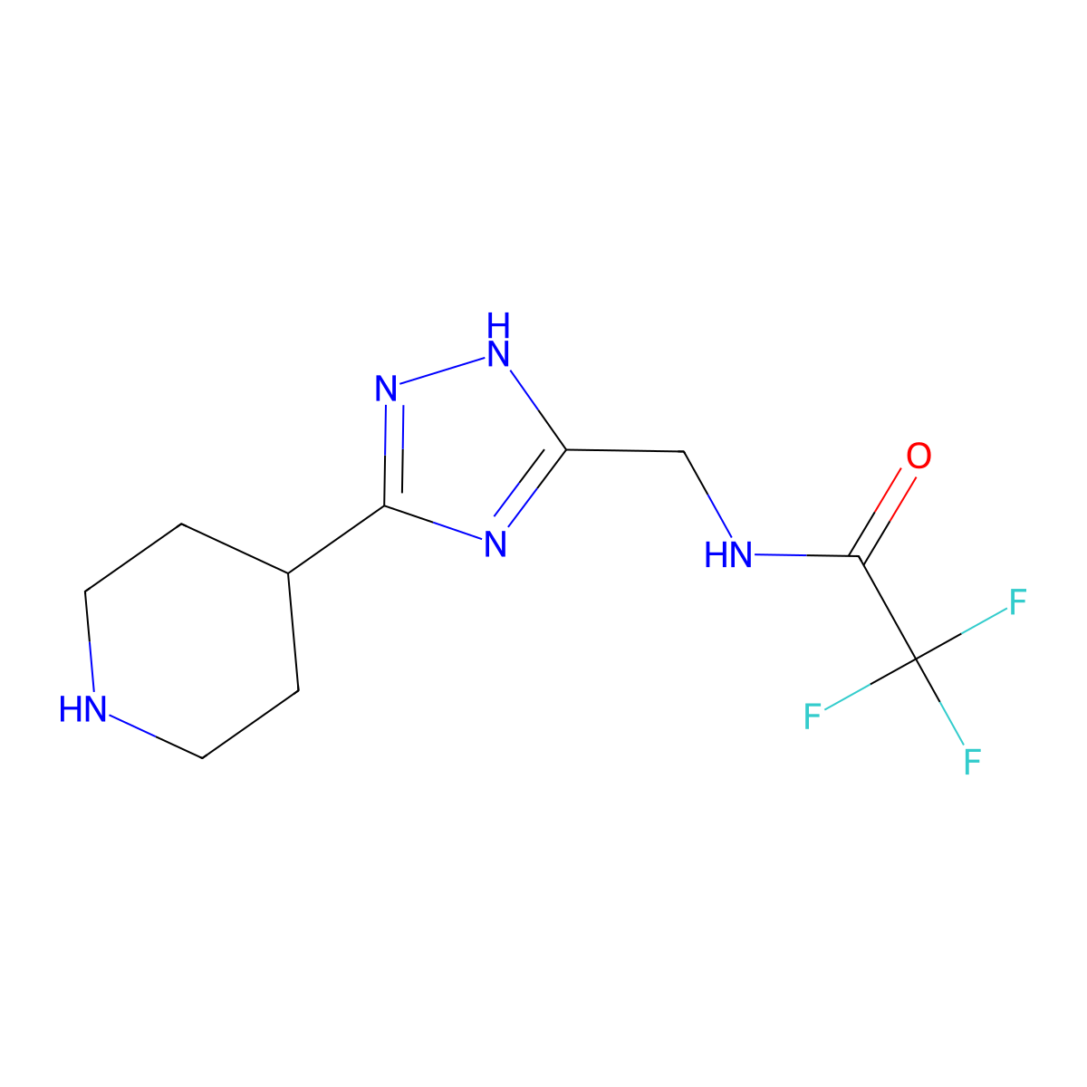2,2,2-Trifluoro-N-{[3-(piperidin-4-yl)-1H-1,2,4-triazol-5-yl]methyl}acetamide molecular structure, CAS 2060008-12-8