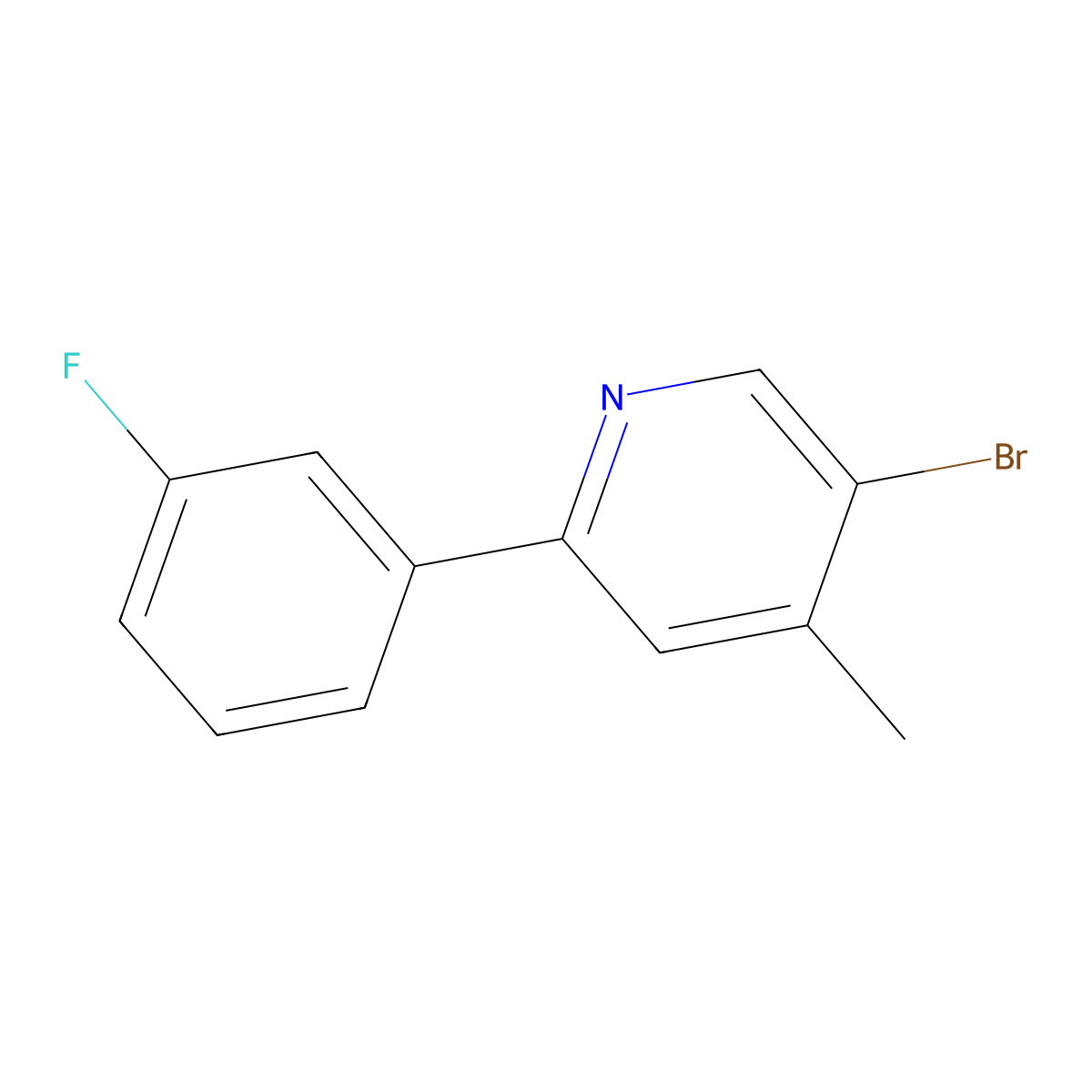 5-Bromo-2-(3-fluorophenyl)-4-methylpyridine molecular structure, CAS 2060008-17-3