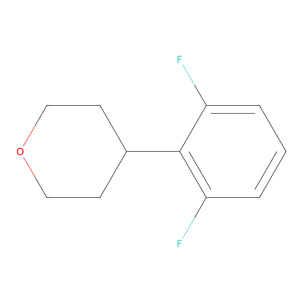 4-(2,6-Difluorophenyl)oxane molecular structure, CAS 2060008-24-2