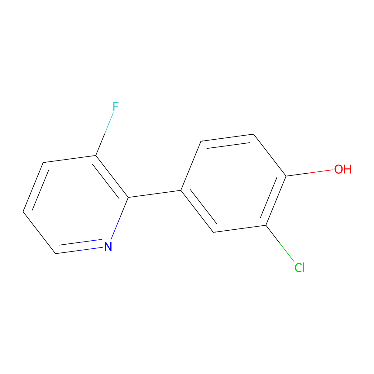 2-Chloro-4-(3-fluoropyridin-2-yl)phenol molecular structure, CAS 2060008-30-0