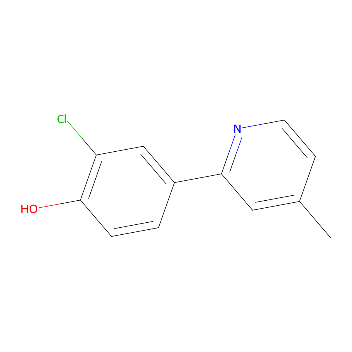2-Chloro-4-(4-methylpyridin-2-yl)phenol molecular structure, CAS 2060008-33-3