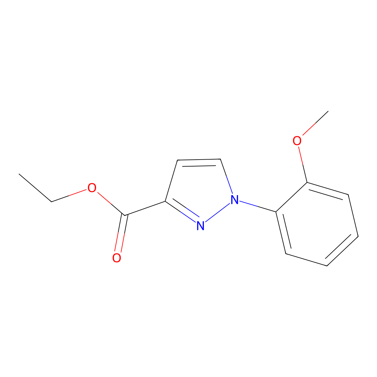 Ethyl 1-(2-methoxyphenyl)-1H-pyrazole-3-carboxylate molecular structure, CAS 2060008-38-8
