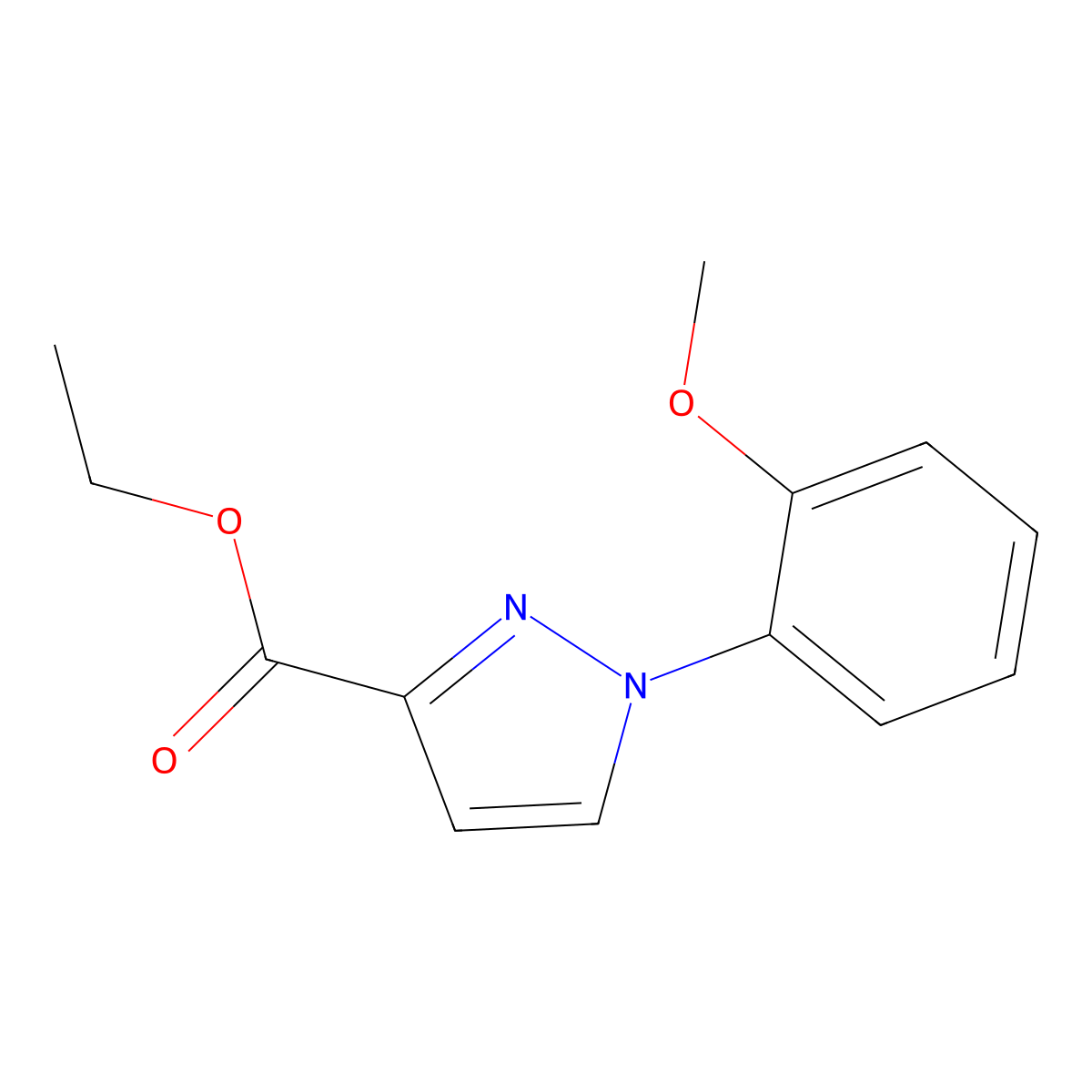 Ethyl 1-(2-methoxyphenyl)-1H-pyrazole-3-carboxylate molecular structure, CAS 2060008-38-8