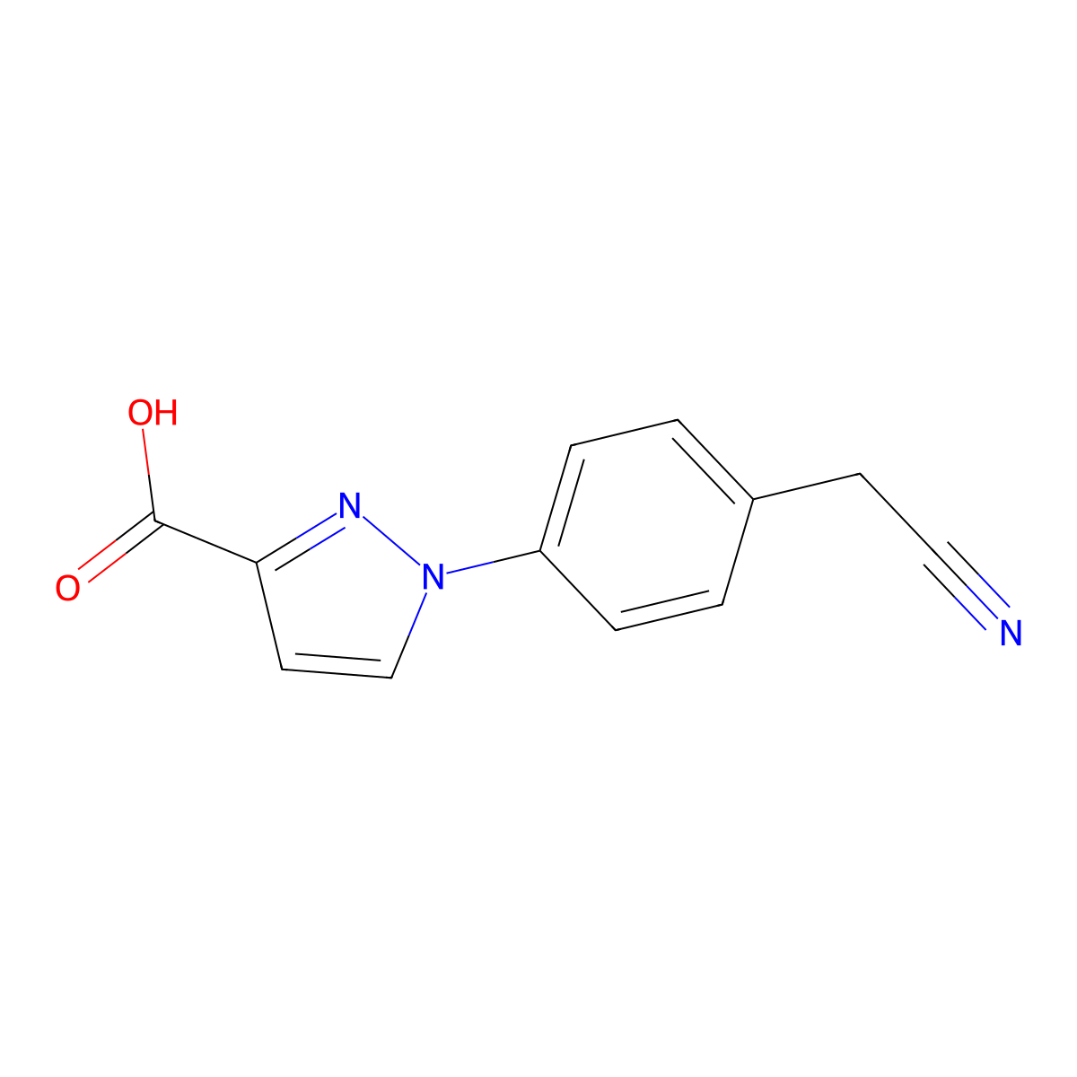 1-[4-(Cyanomethyl)phenyl]-1H-pyrazole-3-carboxylic acid molecular structure, CAS 2060008-45-7
