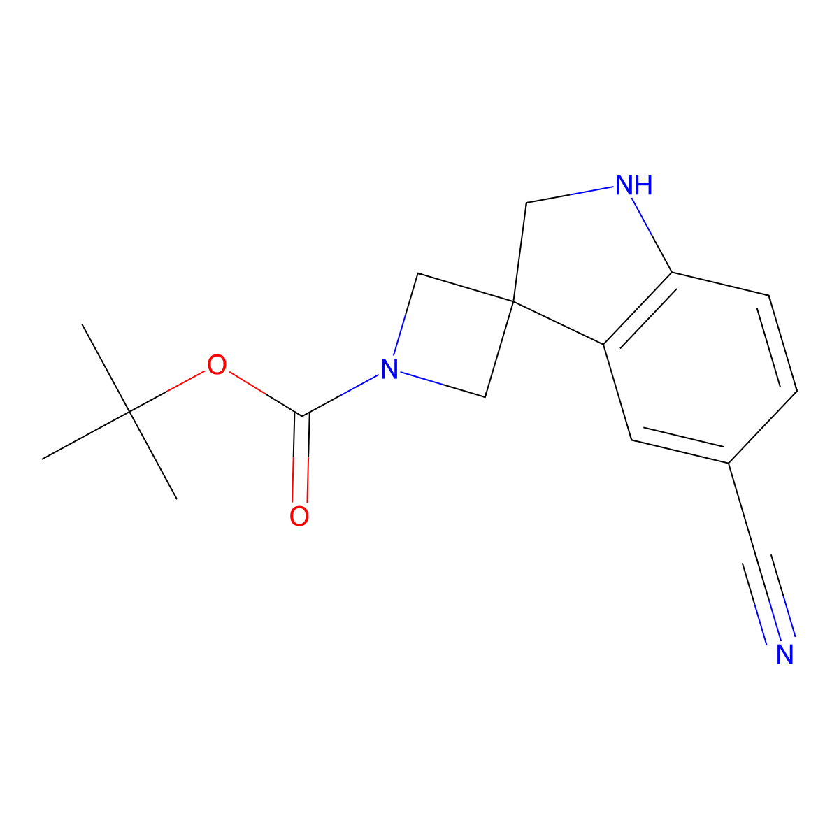 tert-Butyl 5'-cyano-1',2'-dihydrospiro[azetidine-3,3'-indole]-1-carboxylate molecular structure, CAS 2060008-58-2