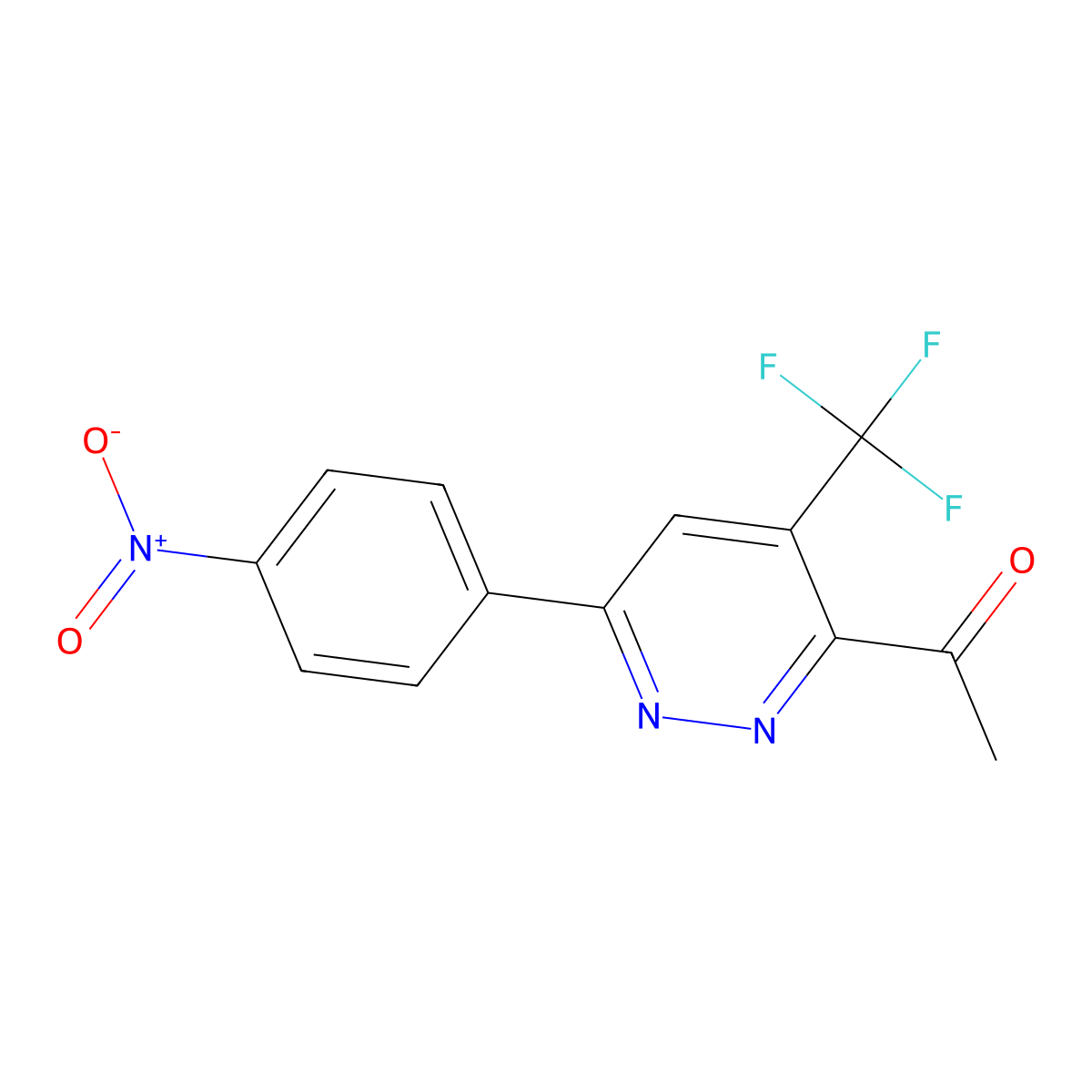 1-[6-(4-Nitrophenyl)-4-(trifluoromethyl)pyridazin-3-yl]ethan-1-one molecular structure, CAS 2060008-59-3