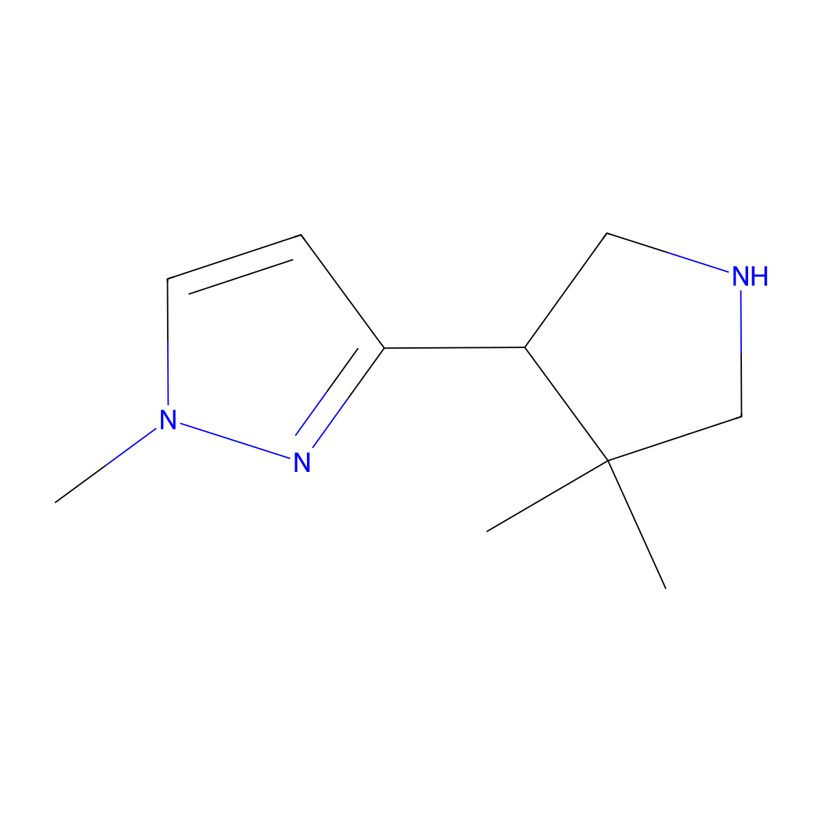 3-(4,4-Dimethylpyrrolidin-3-yl)-1-methyl-1H-pyrazole molecular structure, CAS 2060008-60-6