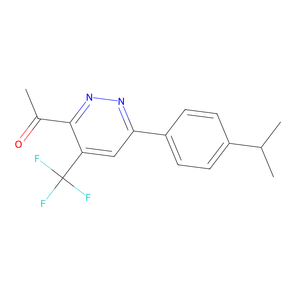 1-{6-[4-(Propan-2-yl)phenyl]-4-(trifluoromethyl)pyridazin-3-yl}ethan-1-one molecular structure, CAS 2060008-65-1