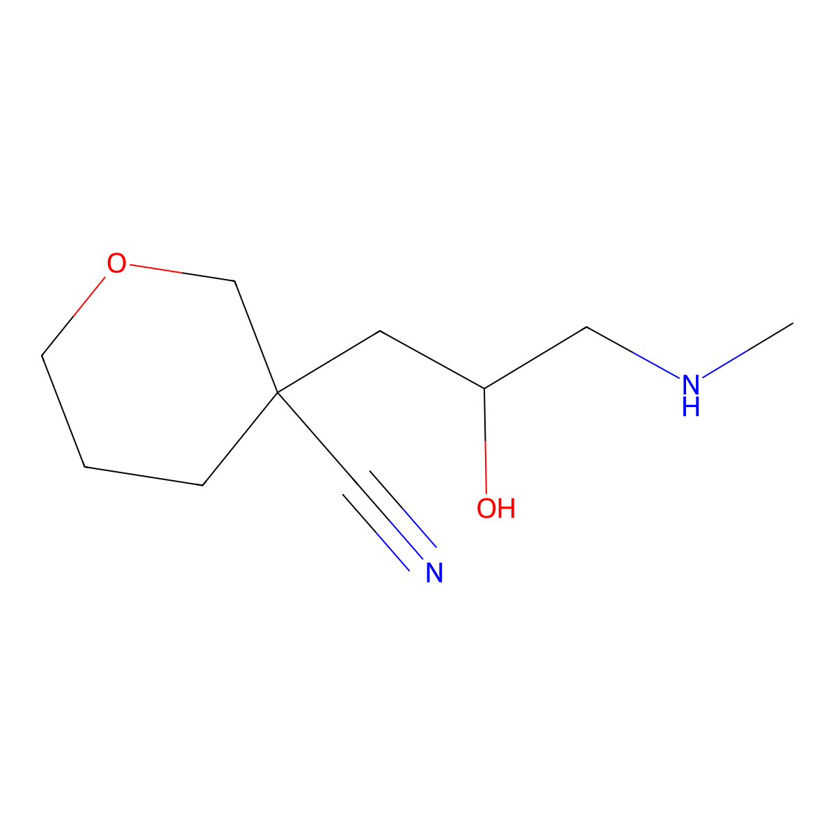 3-[2-Hydroxy-3-(methylamino)propyl]oxane-3-carbonitrile molecular structure, CAS 2060008-68-4