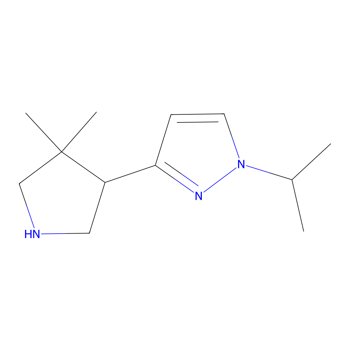 3-(4,4-Dimethylpyrrolidin-3-yl)-1-(propan-2-yl)-1H-pyrazole molecular structure, CAS 2060008-77-5