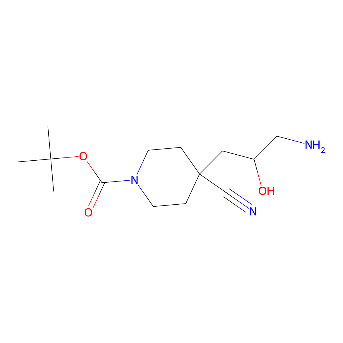 tert-Butyl 4-(3-amino-2-hydroxypropyl)-4-cyanopiperidine-1-carboxylate molecular structure, CAS 2060008-79-7