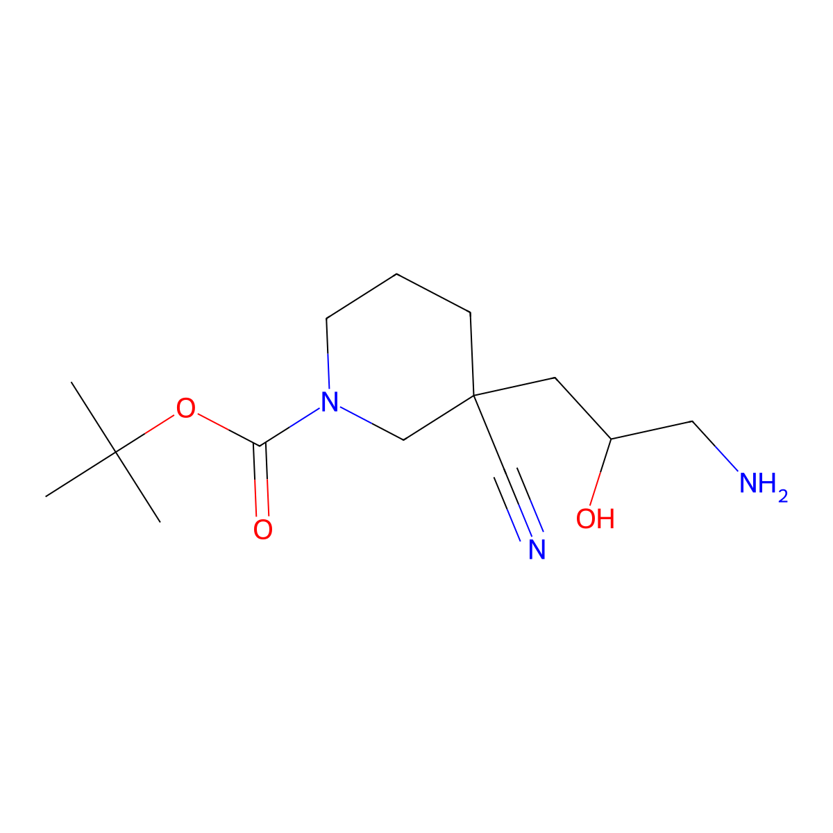tert-Butyl 3-(3-amino-2-hydroxypropyl)-3-cyanopiperidine-1-carboxylate molecular structure, CAS 2060008-81-1