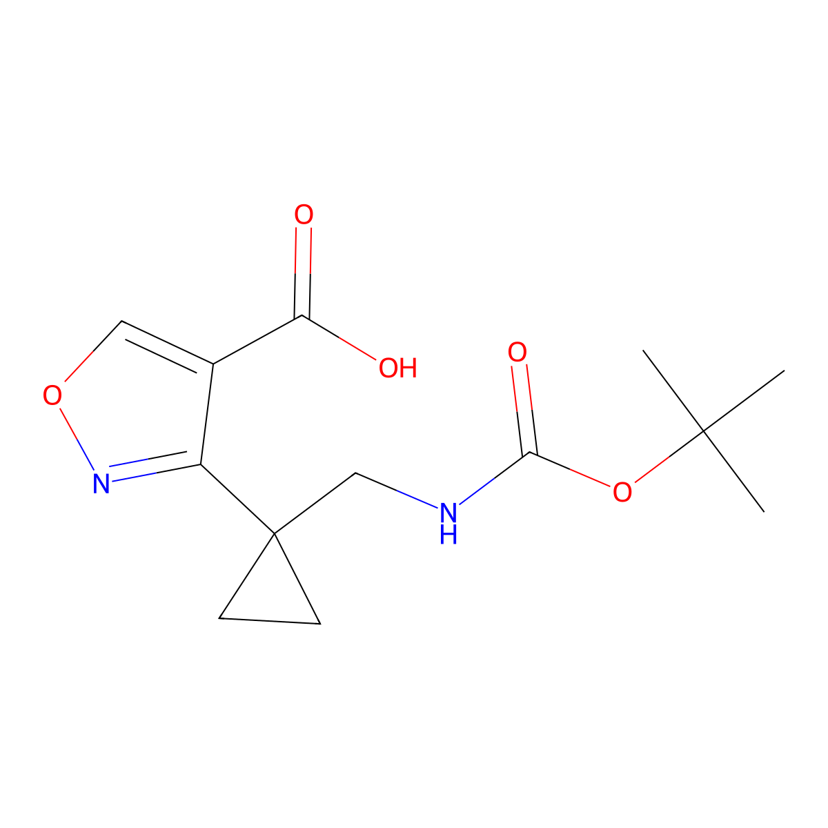 3-[1-({[(Tert-butoxy)carbonyl]amino}methyl)cyclopropyl]-1,2-oxazole-4-carboxylic acid molecular structure, CAS 2060008-85-5