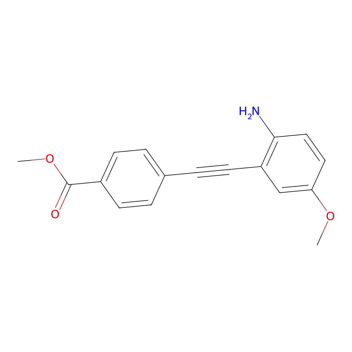Methyl 4-[2-(2-amino-5-methoxyphenyl)ethynyl]benzoate molecular structure, CAS 2060008-92-4