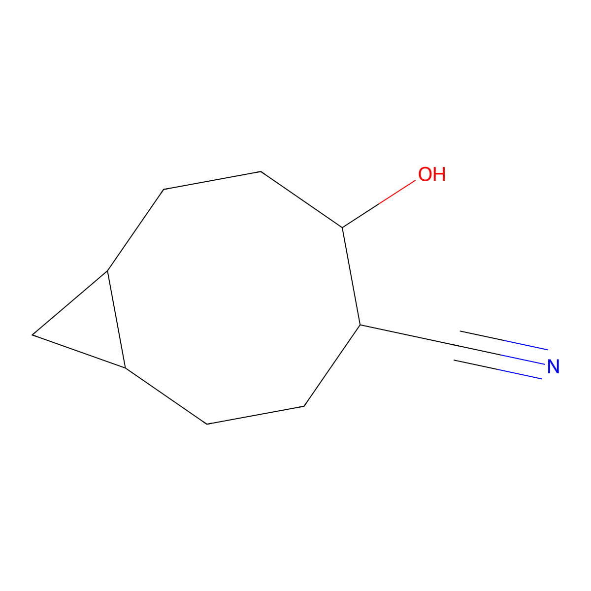 5-Hydroxybicyclo[6.1.0]nonane-4-carbonitrile molecular structure, CAS 2060008-94-6