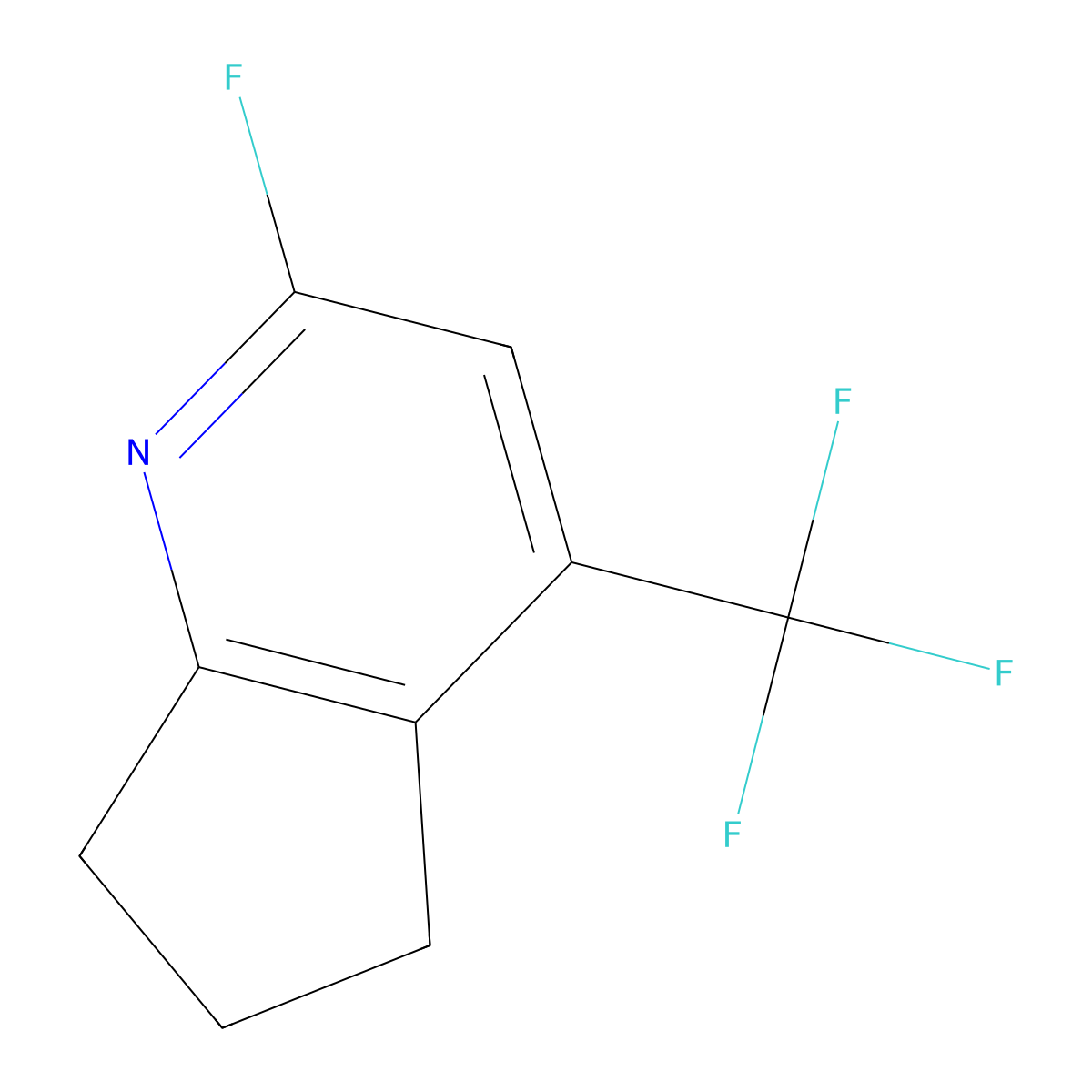 2-Fluoro-4-(trifluoromethyl)-5H,6H,7H-cyclopenta[b]pyridine molecular structure, CAS 2060009-00-7