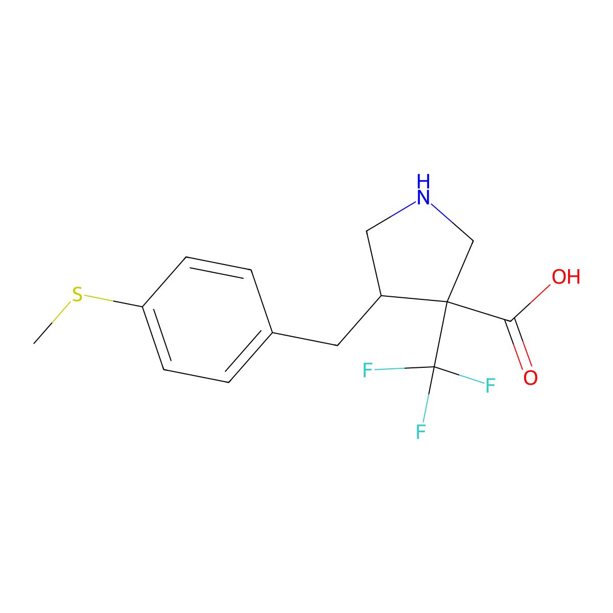 4-{[4-(Methylsulfanyl)phenyl]methyl}-3-(trifluoromethyl)pyrrolidine-3-carboxylic acid molecular structure, CAS 2060019-90-9