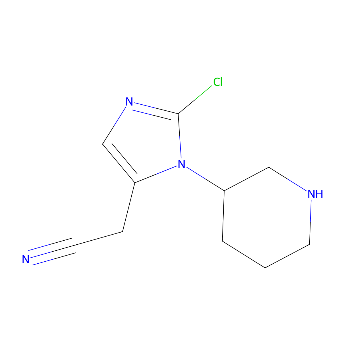 2-[2-Chloro-1-(piperidin-3-yl)-1H-imidazol-5-yl]acetonitrile molecular structure, CAS 2060020-02-0
