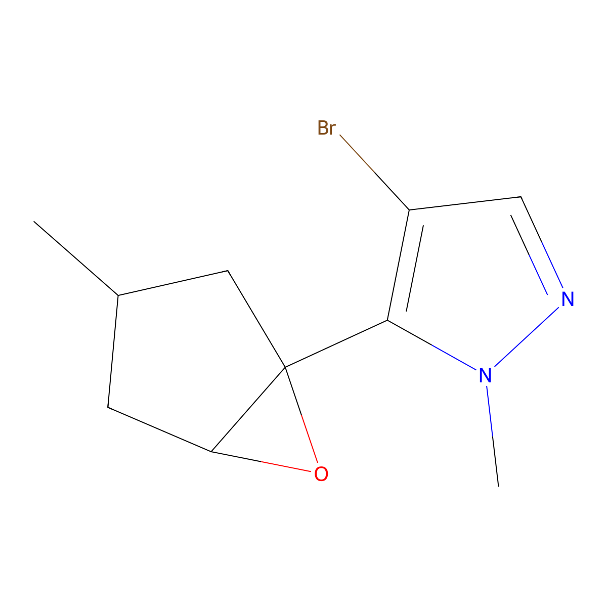 4-Bromo-1-methyl-5-{3-methyl-6-oxabicyclo[3.1.0]hexan-1-yl}-1H-pyrazole molecular structure, CAS 2060020-22-4