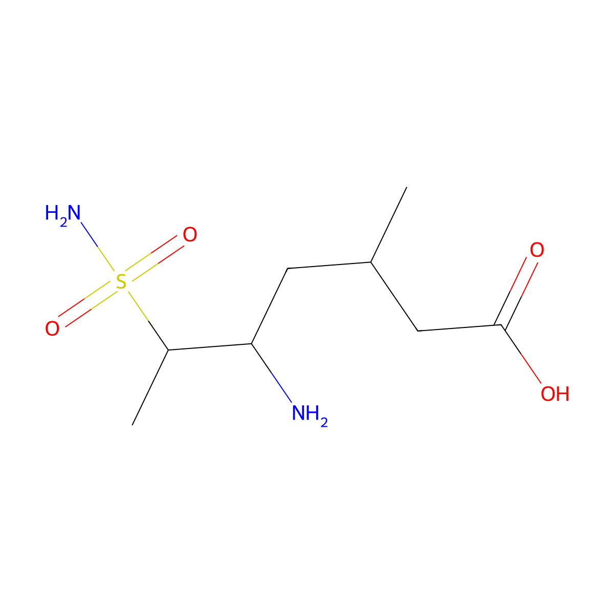 5-Amino-3-methyl-6-sulfamoylheptanoic acid molecular structure, CAS 2060020-32-6
