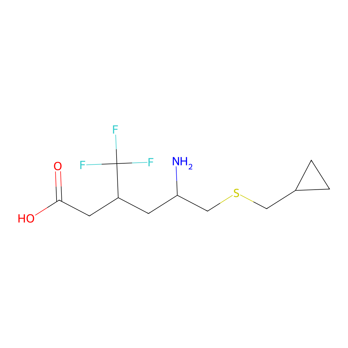 5-Amino-6-[(cyclopropylmethyl)sulfanyl]-3-(trifluoromethyl)hexanoic acid molecular structure, CAS 2060020-47-3