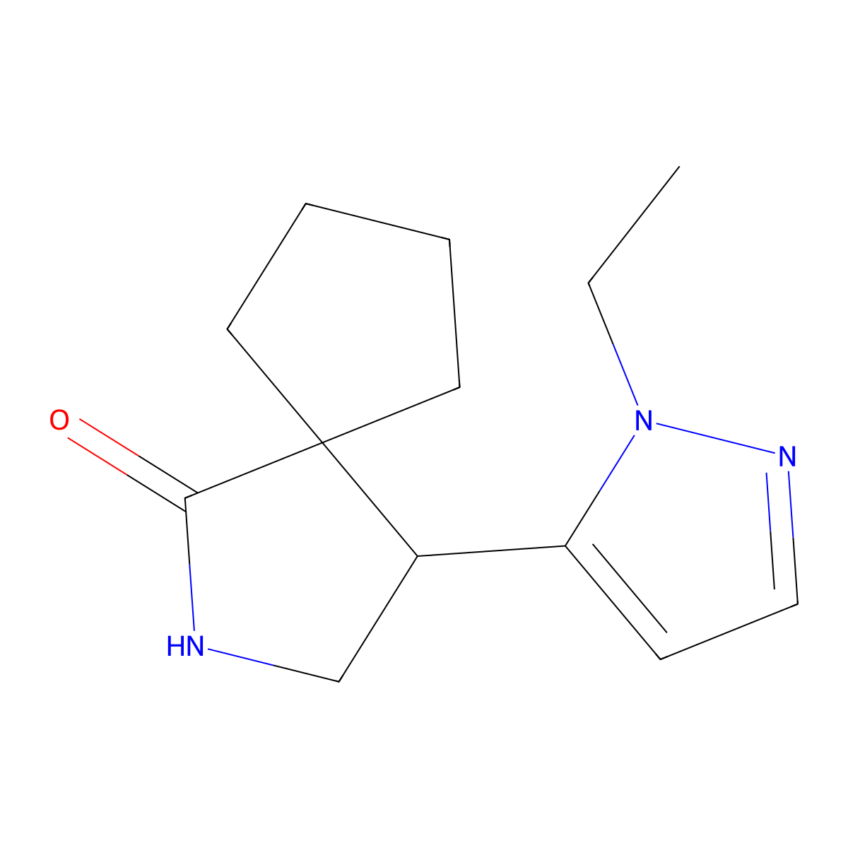 4-(1-Ethyl-1H-pyrazol-5-yl)-2-azaspiro[4.4]nonan-1-one molecular structure, CAS 2060020-50-8