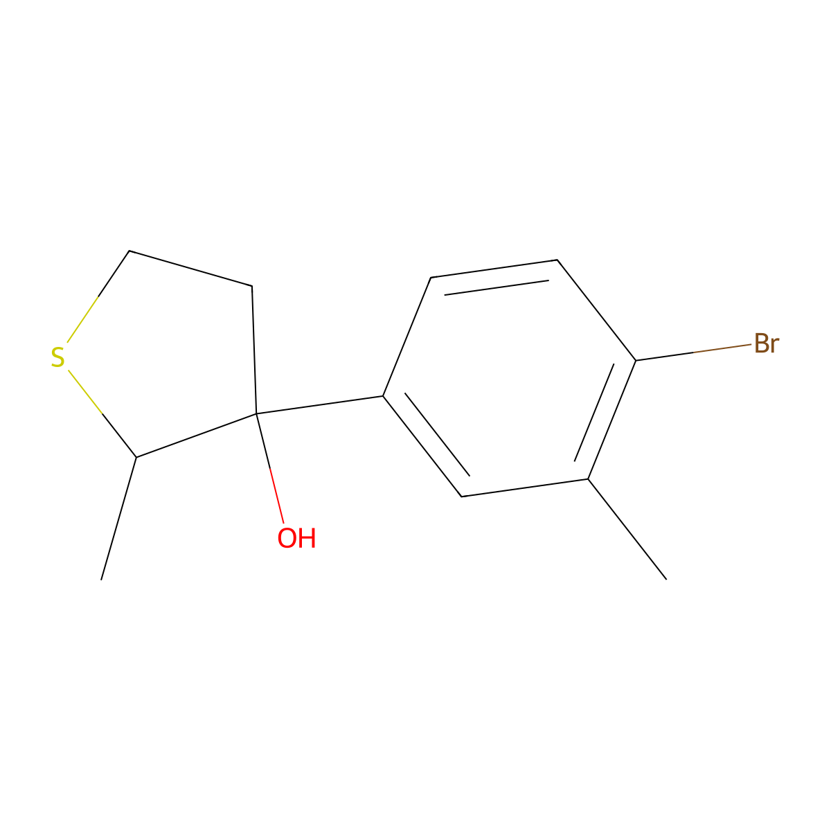 3-(4-Bromo-3-methylphenyl)-2-methylthiolan-3-ol molecular structure, CAS 2060020-51-9