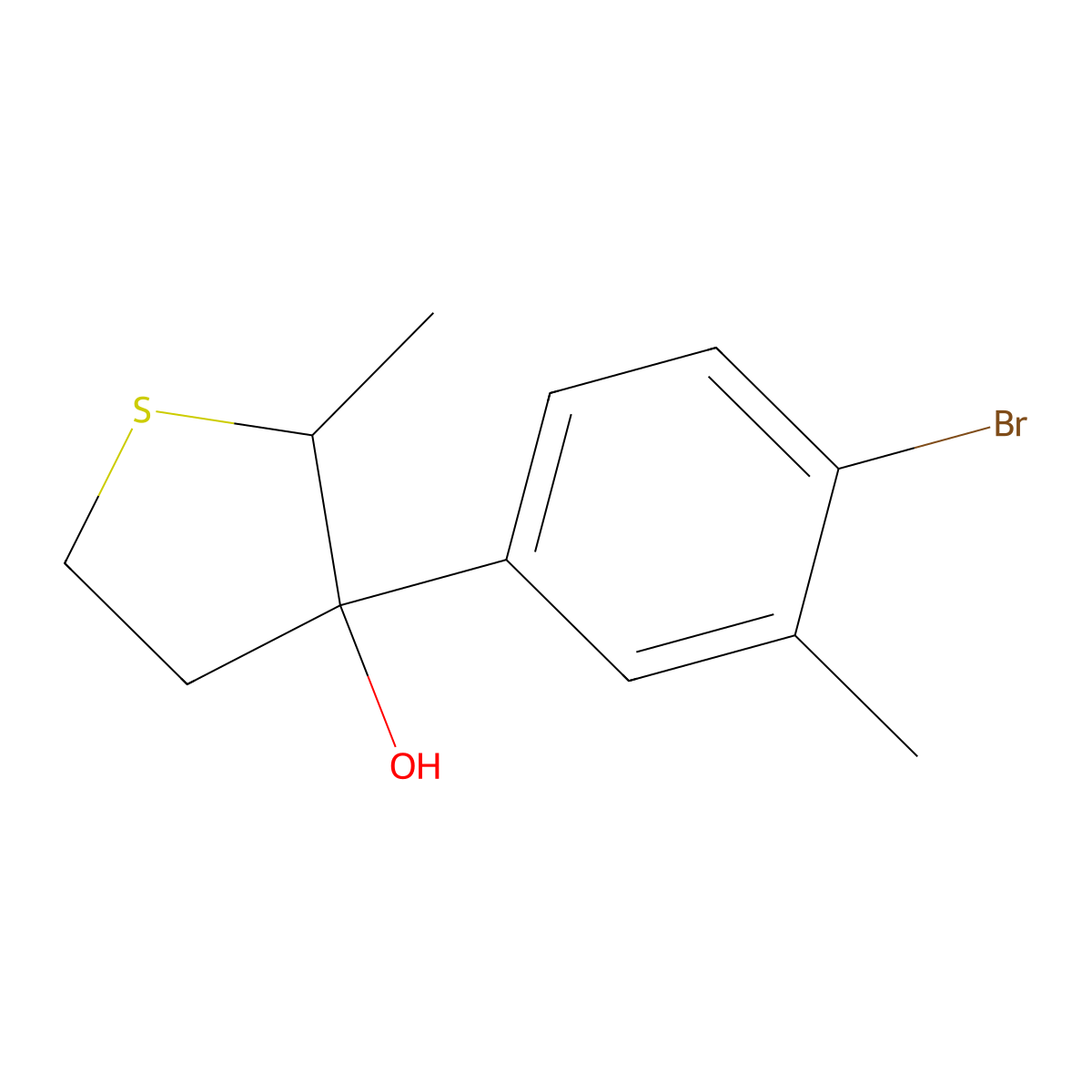 3-(4-Bromo-3-methylphenyl)-2-methylthiolan-3-ol molecular structure, CAS 2060020-51-9