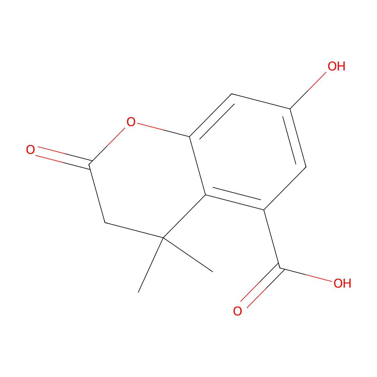7-Hydroxy-4,4-dimethyl-2-oxo-3,4-dihydro-2H-1-benzopyran-5-carboxylic acid molecular structure, CAS 2060020-53-1