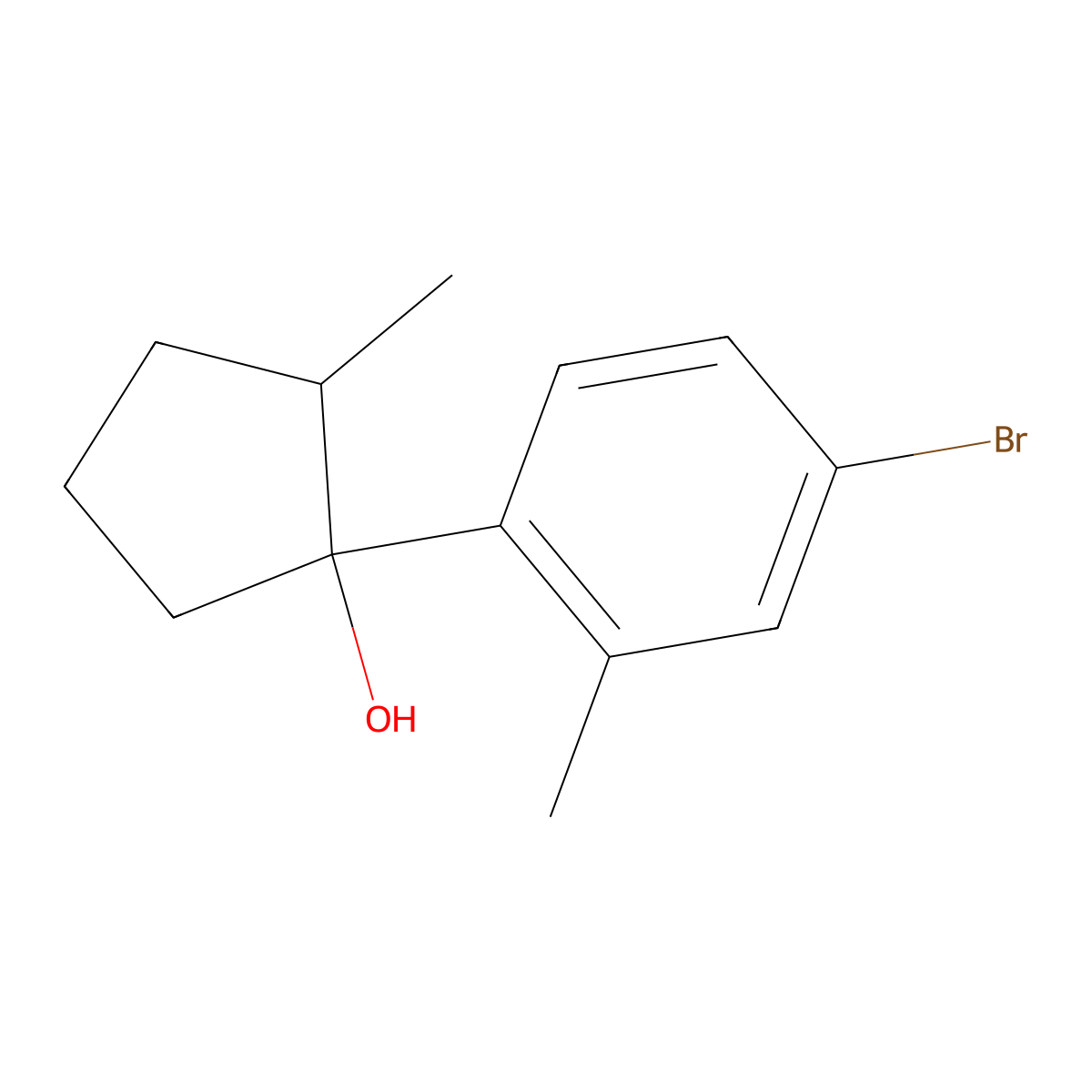 1-(4-Bromo-2-methylphenyl)-2-methylcyclopentan-1-ol molecular structure, CAS 2060020-64-4