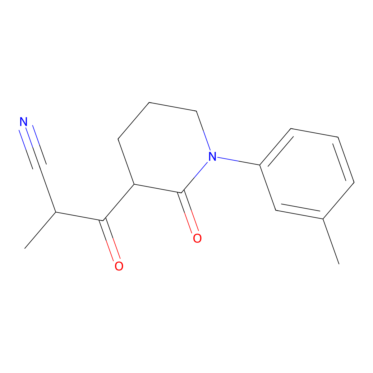 2-Methyl-3-[1-(3-methylphenyl)-2-oxopiperidin-3-yl]-3-oxopropanenitrile molecular structure, CAS 2060020-65-5