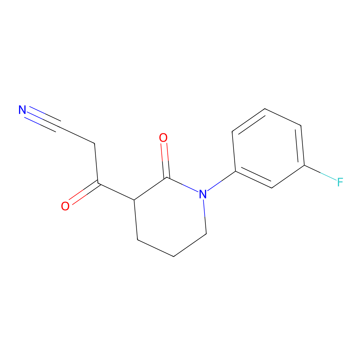 3-[1-(3-Fluorophenyl)-2-oxopiperidin-3-yl]-3-oxopropanenitrile molecular structure, CAS 2060020-83-7