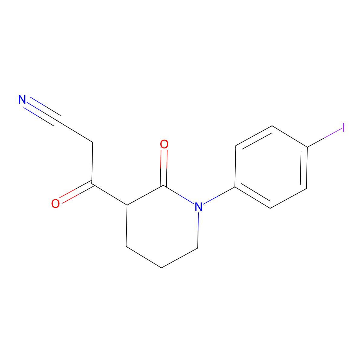 3-[1-(4-Iodophenyl)-2-oxopiperidin-3-yl]-3-oxopropanenitrile molecular structure, CAS 2060020-89-3