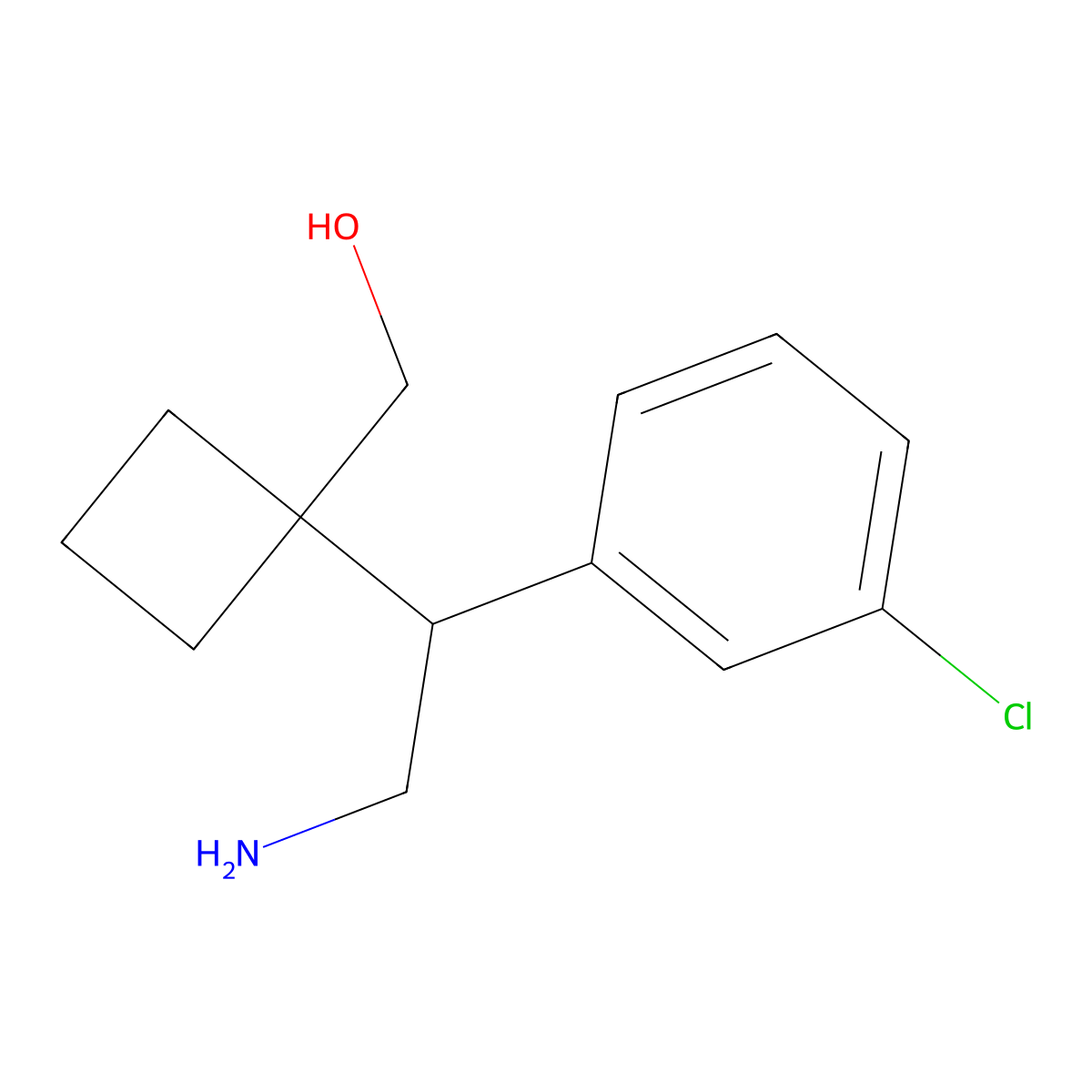 {1-[2-Amino-1-(3-chlorophenyl)ethyl]cyclobutyl}methanol molecular structure, CAS 2060020-92-8