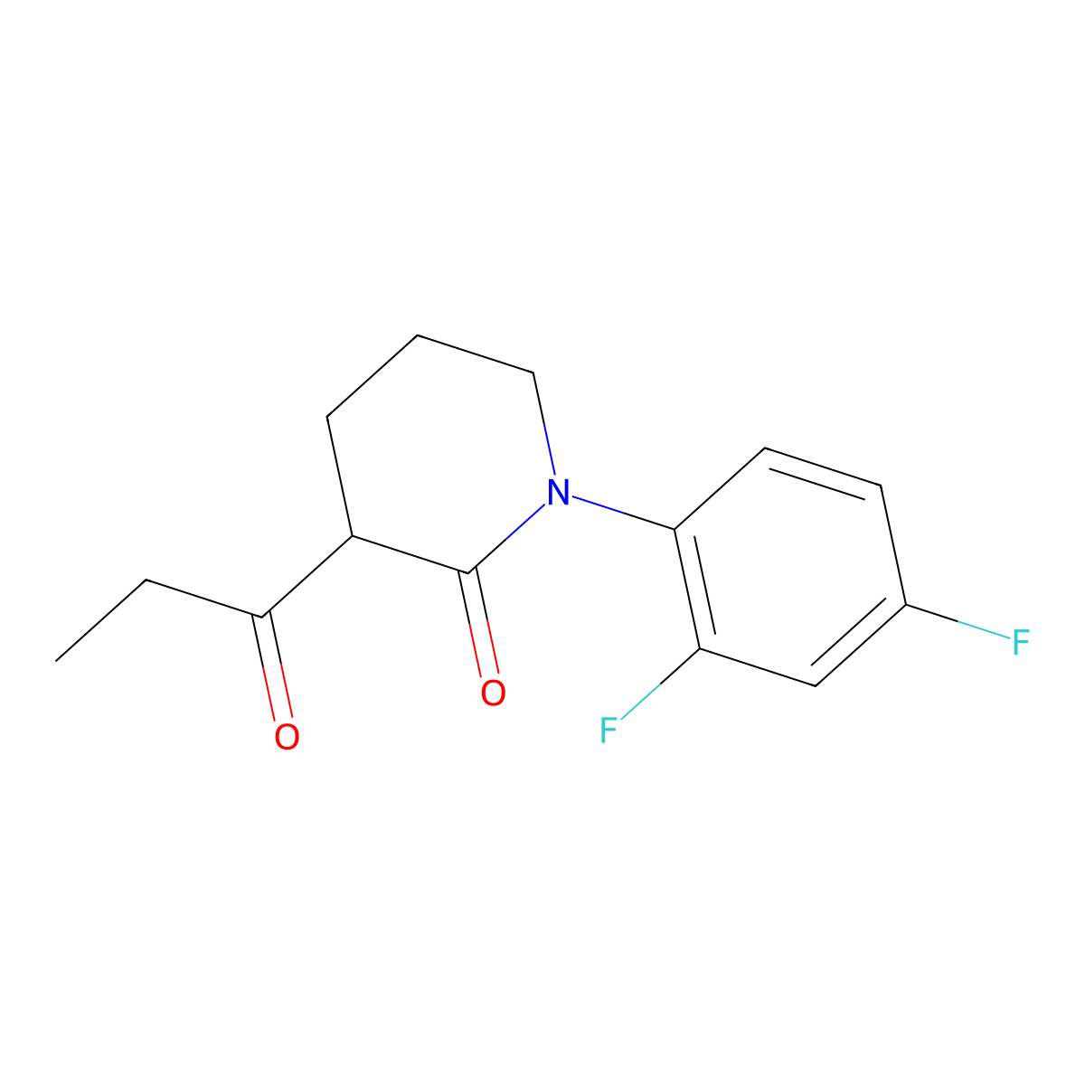 1-(2,4-Difluorophenyl)-3-propanoylpiperidin-2-one molecular structure, CAS 2060020-94-0
