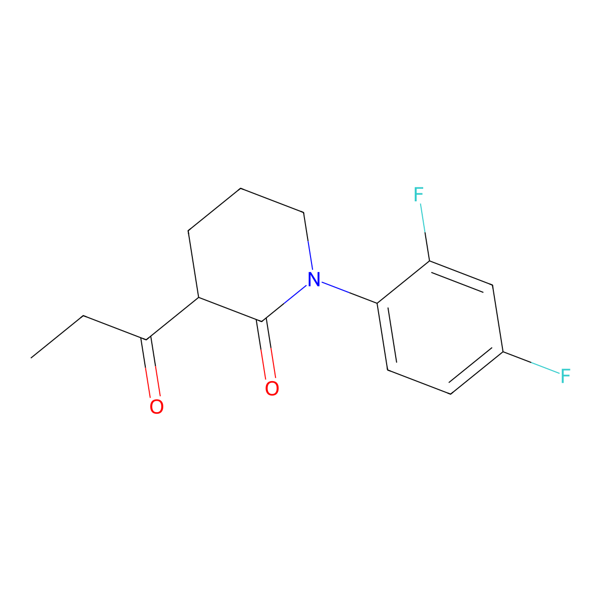 1-(2,4-Difluorophenyl)-3-propanoylpiperidin-2-one molecular structure, CAS 2060020-94-0