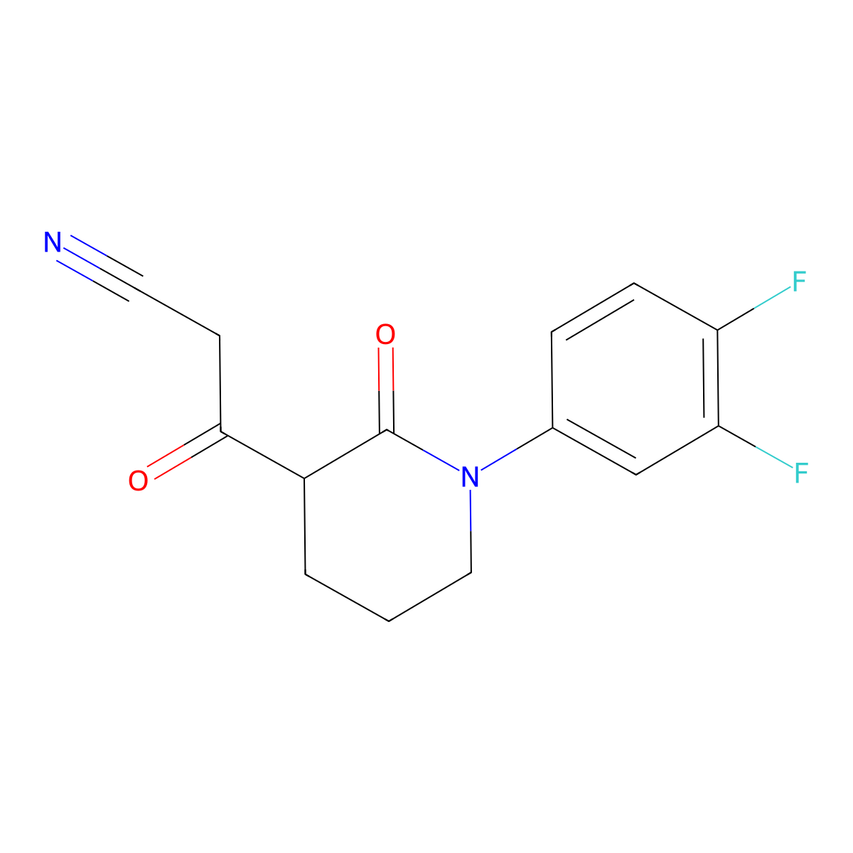 3-[1-(3,4-Difluorophenyl)-2-oxopiperidin-3-yl]-3-oxopropanenitrile molecular structure, CAS 2060020-99-5