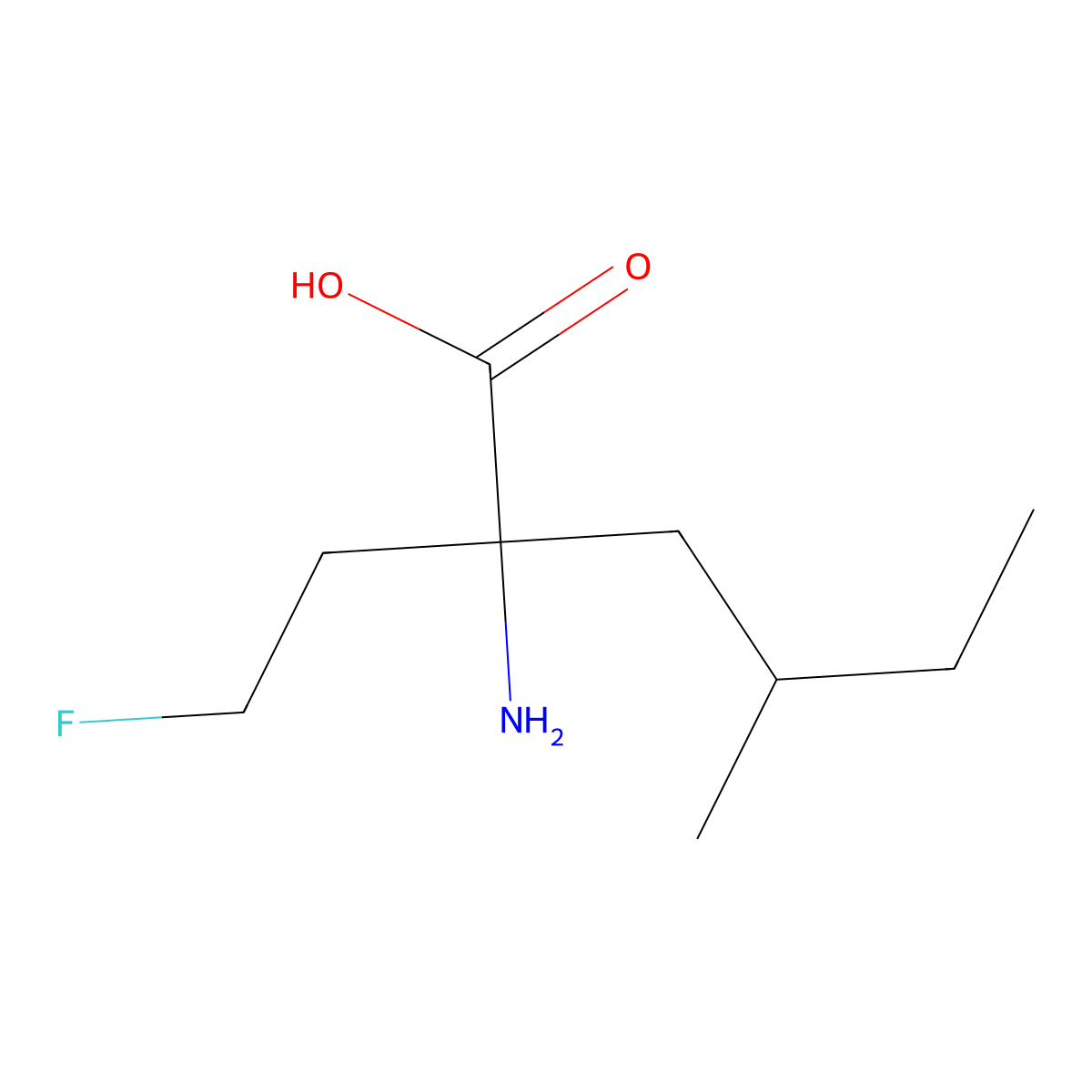 2-Amino-2-(2-fluoroethyl)-4-methylhexanoic acid molecular structure, CAS 2060021-05-6