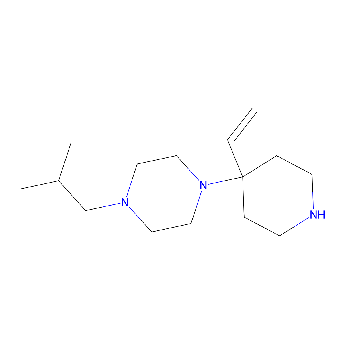 1-(4-Ethenylpiperidin-4-yl)-4-(2-methylpropyl)piperazine molecular structure, CAS 2060021-09-0
