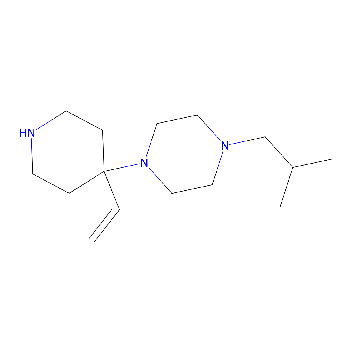 1-(4-Ethenylpiperidin-4-yl)-4-(2-methylpropyl)piperazine molecular structure, CAS 2060021-09-0