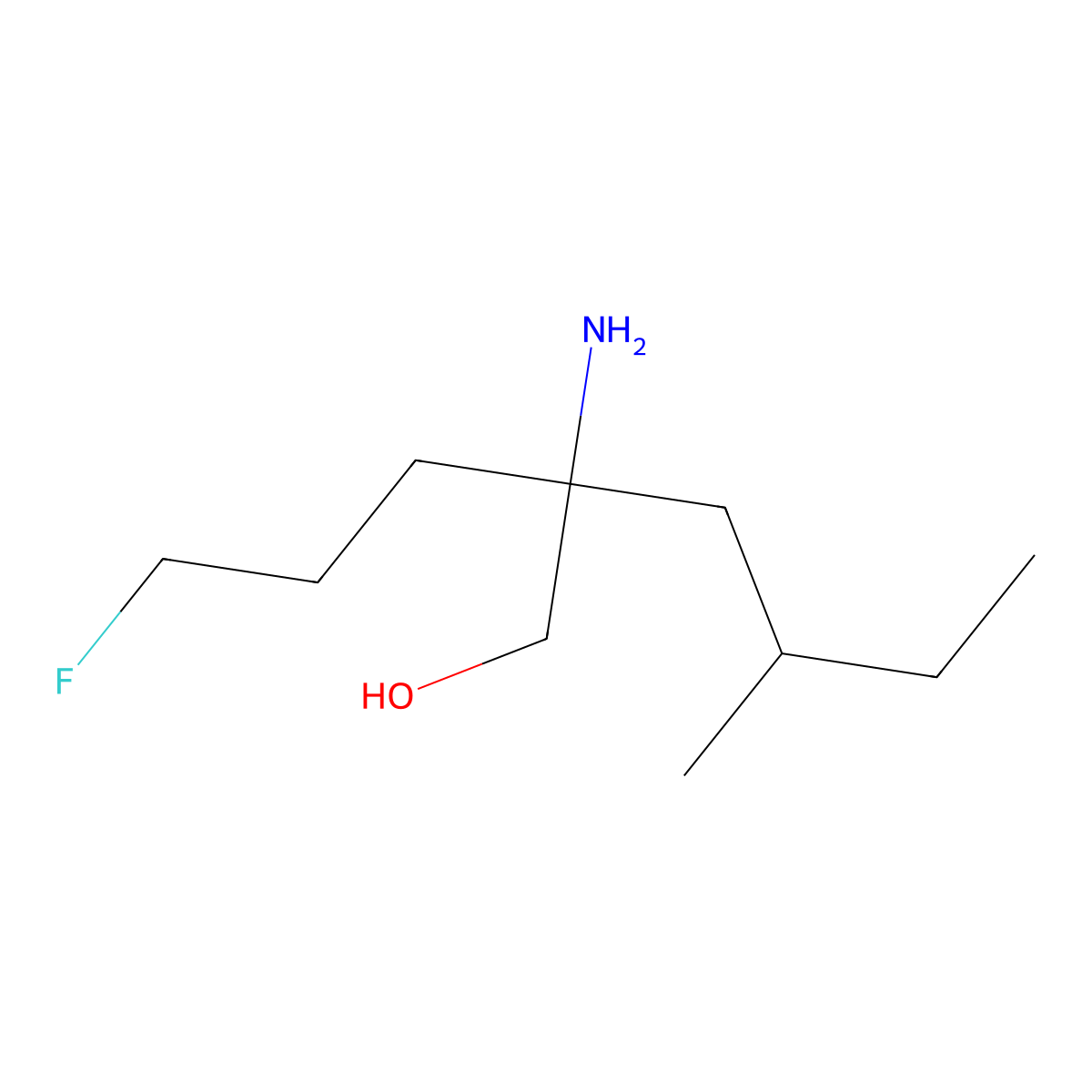 2-Amino-2-(3-fluoropropyl)-4-methylhexan-1-ol molecular structure, CAS 2060021-12-5