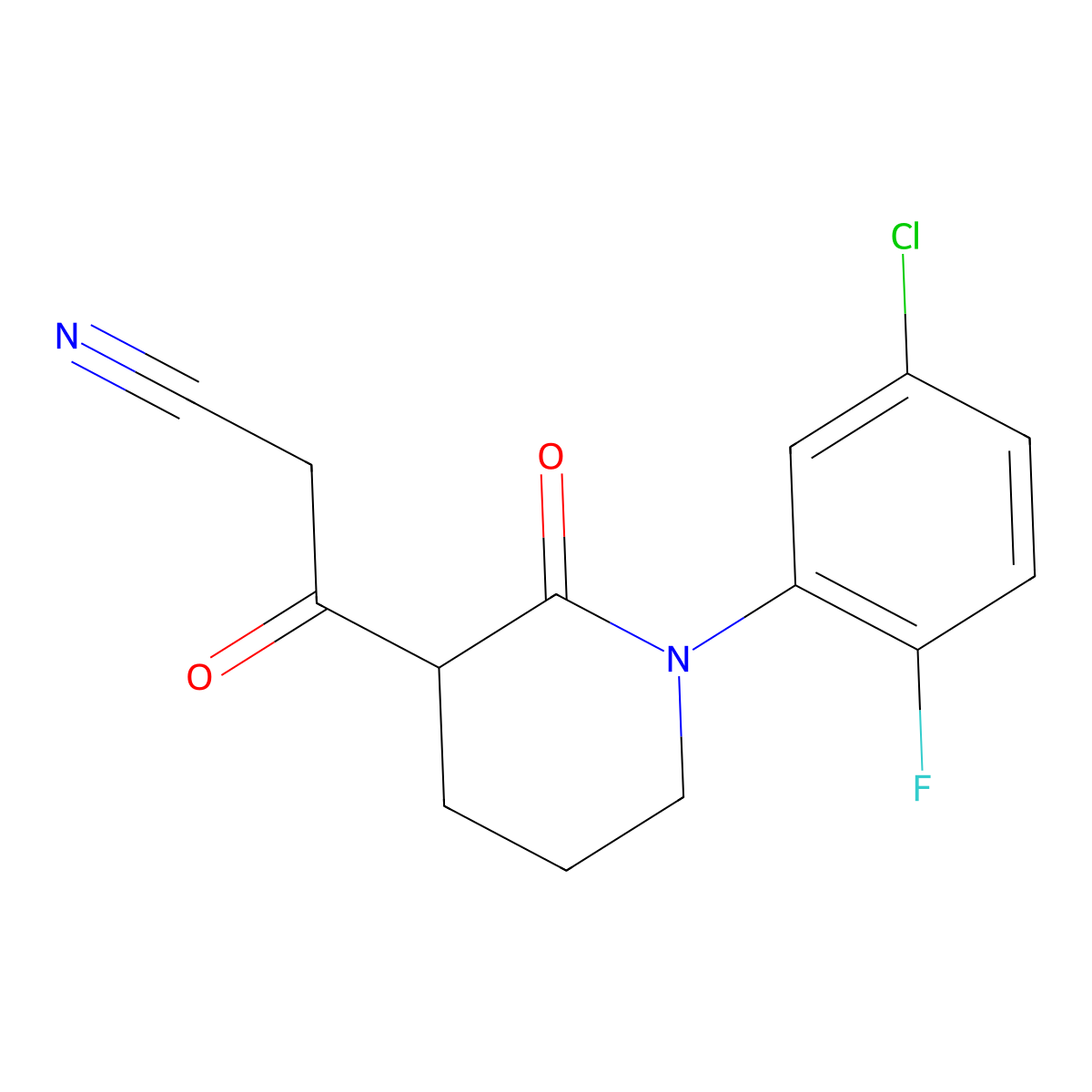 3-[1-(5-Chloro-2-fluorophenyl)-2-oxopiperidin-3-yl]-3-oxopropanenitrile molecular structure, CAS 2060021-16-9