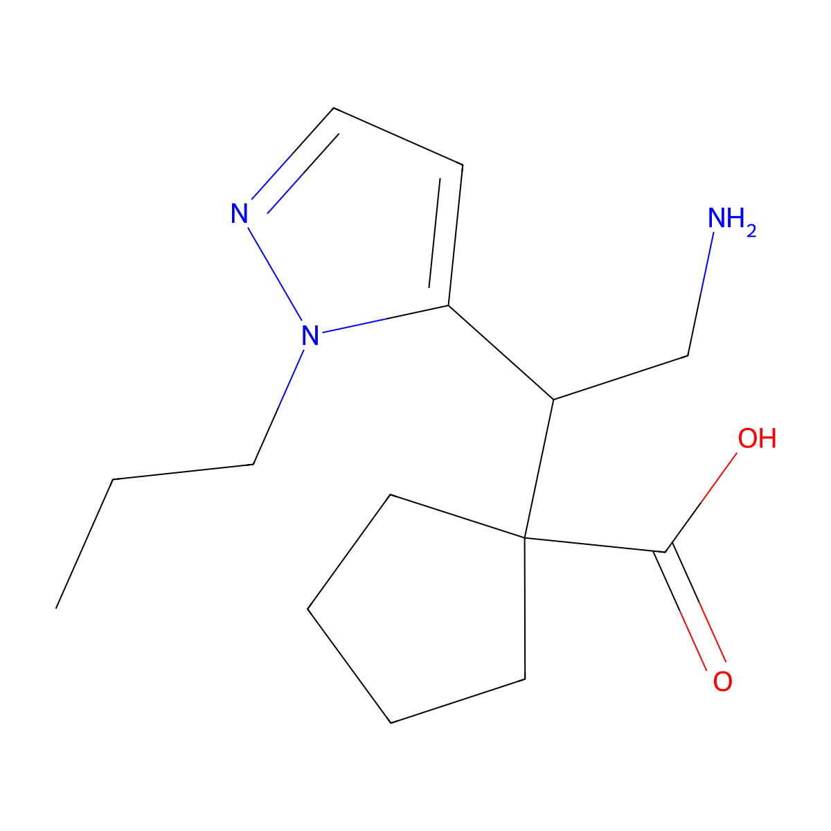 1-[2-Amino-1-(1-propyl-1H-pyrazol-5-yl)ethyl]cyclopentane-1-carboxylic acid molecular structure, CAS 2060021-24-9