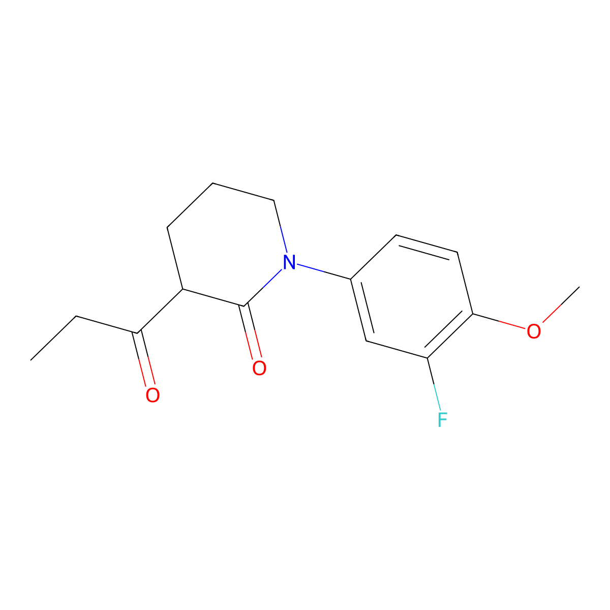 1-(3-Fluoro-4-methoxyphenyl)-3-propanoylpiperidin-2-one molecular structure, CAS 2060021-25-0