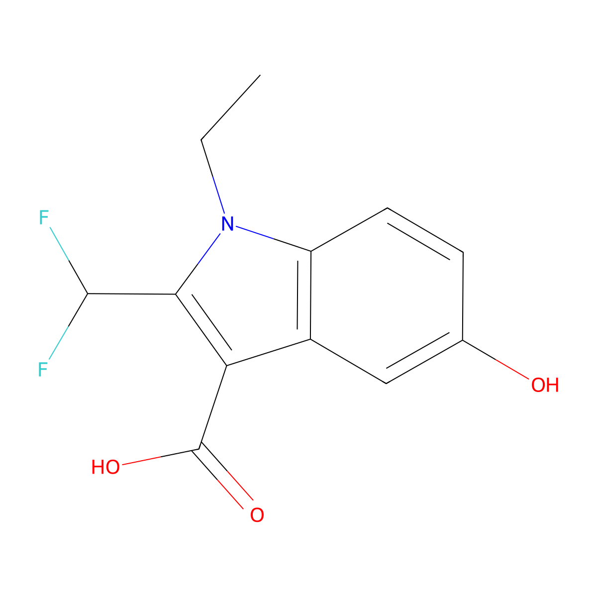2-(Difluoromethyl)-1-ethyl-5-hydroxy-1H-indole-3-carboxylic acid molecular structure, CAS 2060021-26-1