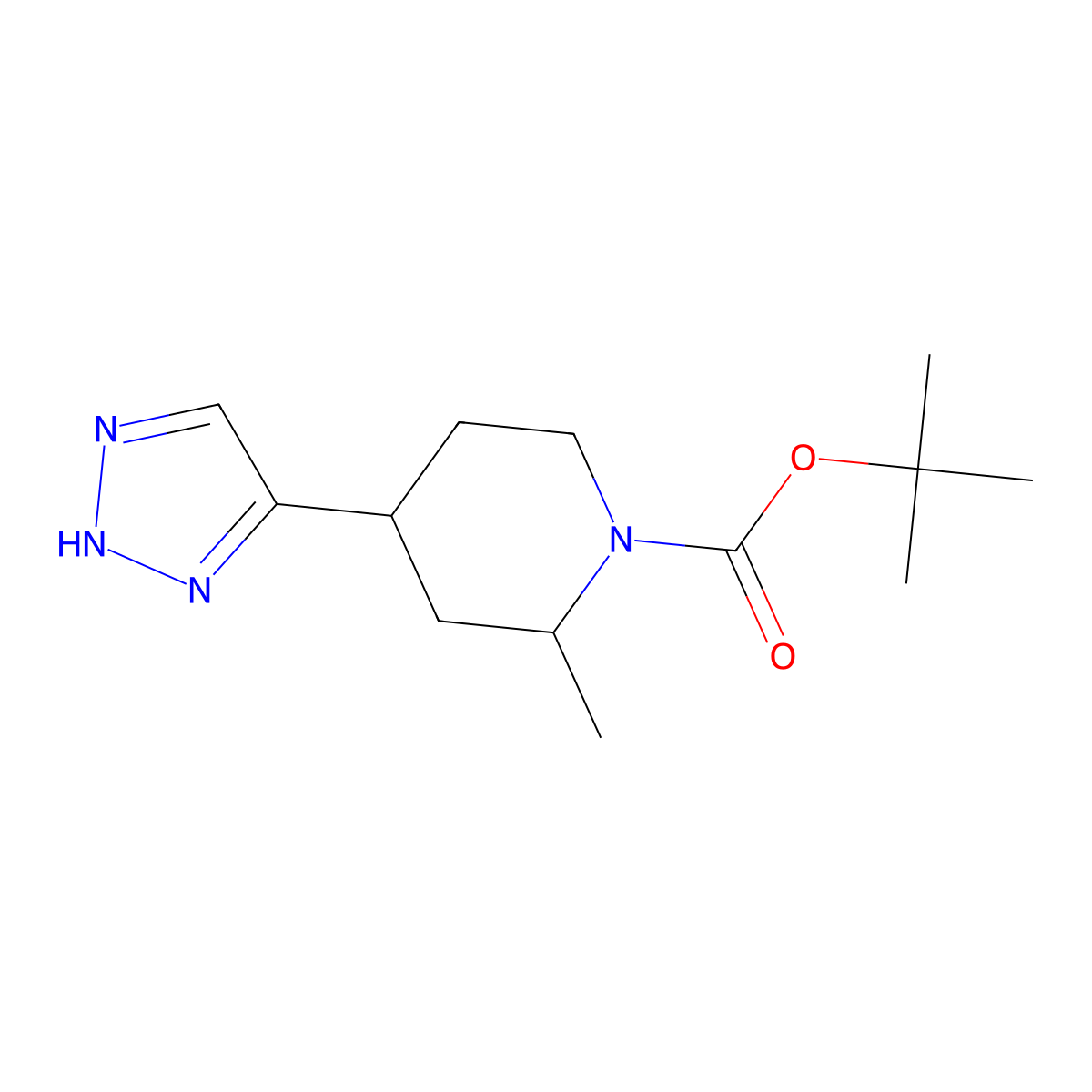 tert-Butyl 2-methyl-4-(2H-1,2,3-triazol-4-yl)piperidine-1-carboxylate molecular structure, CAS 2060021-29-4